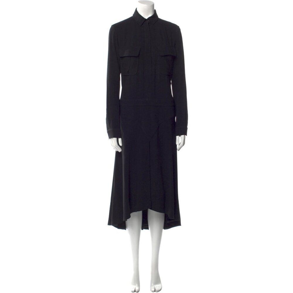 Barbara Bui Black Drop Waist Shirtdress 100% Acetate Long Sleeve Size 8 US 40 IT
